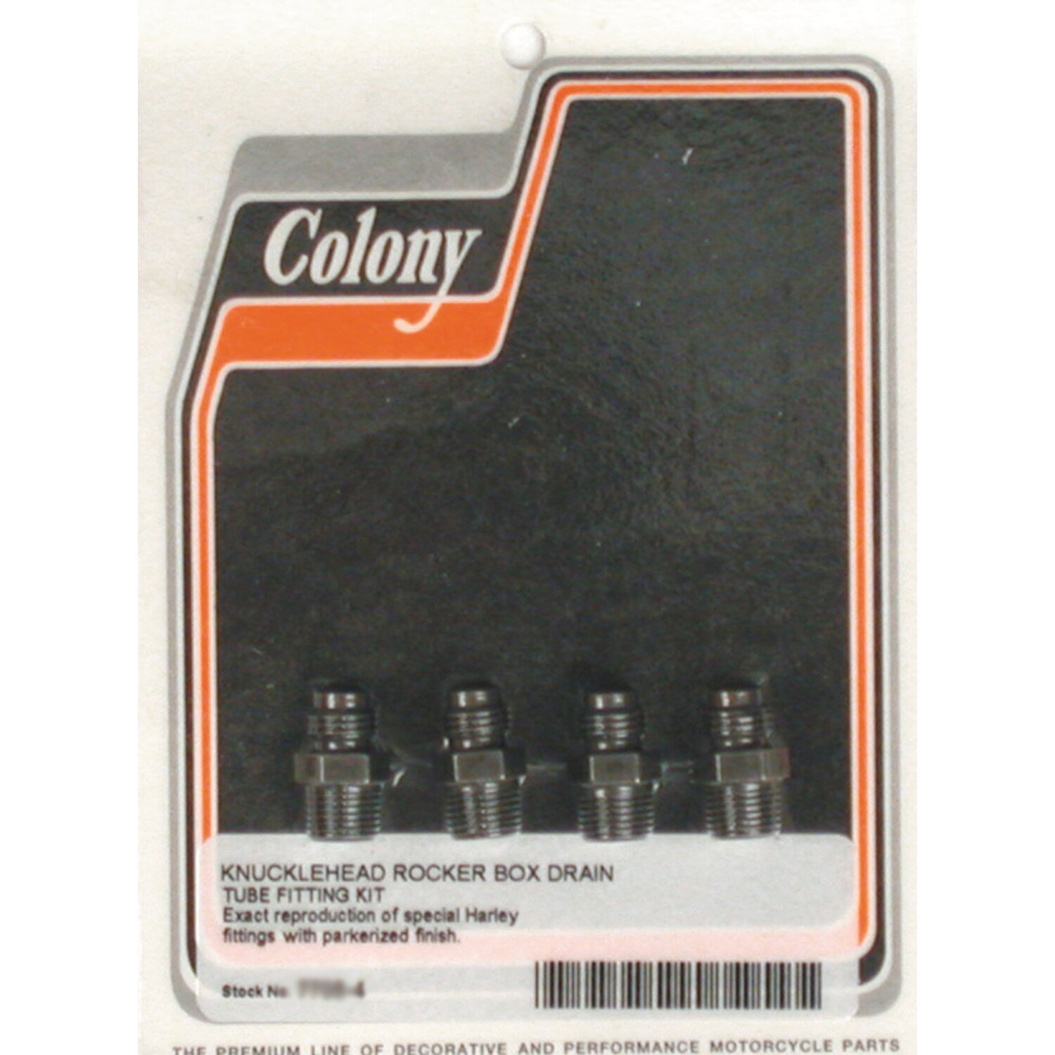 Colony, rocker box oil drain fittings, Black
