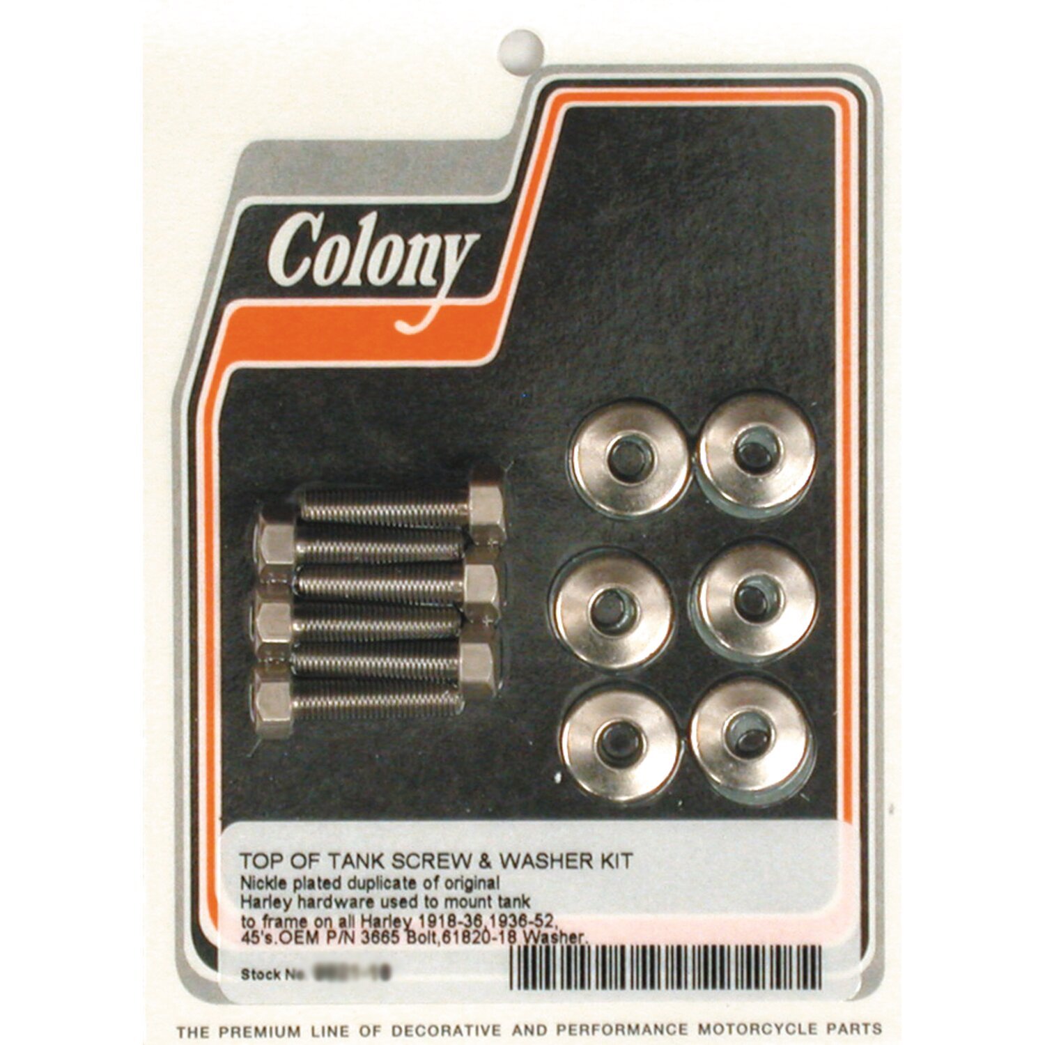 Colony, gas tank mount kit. Nickel plated