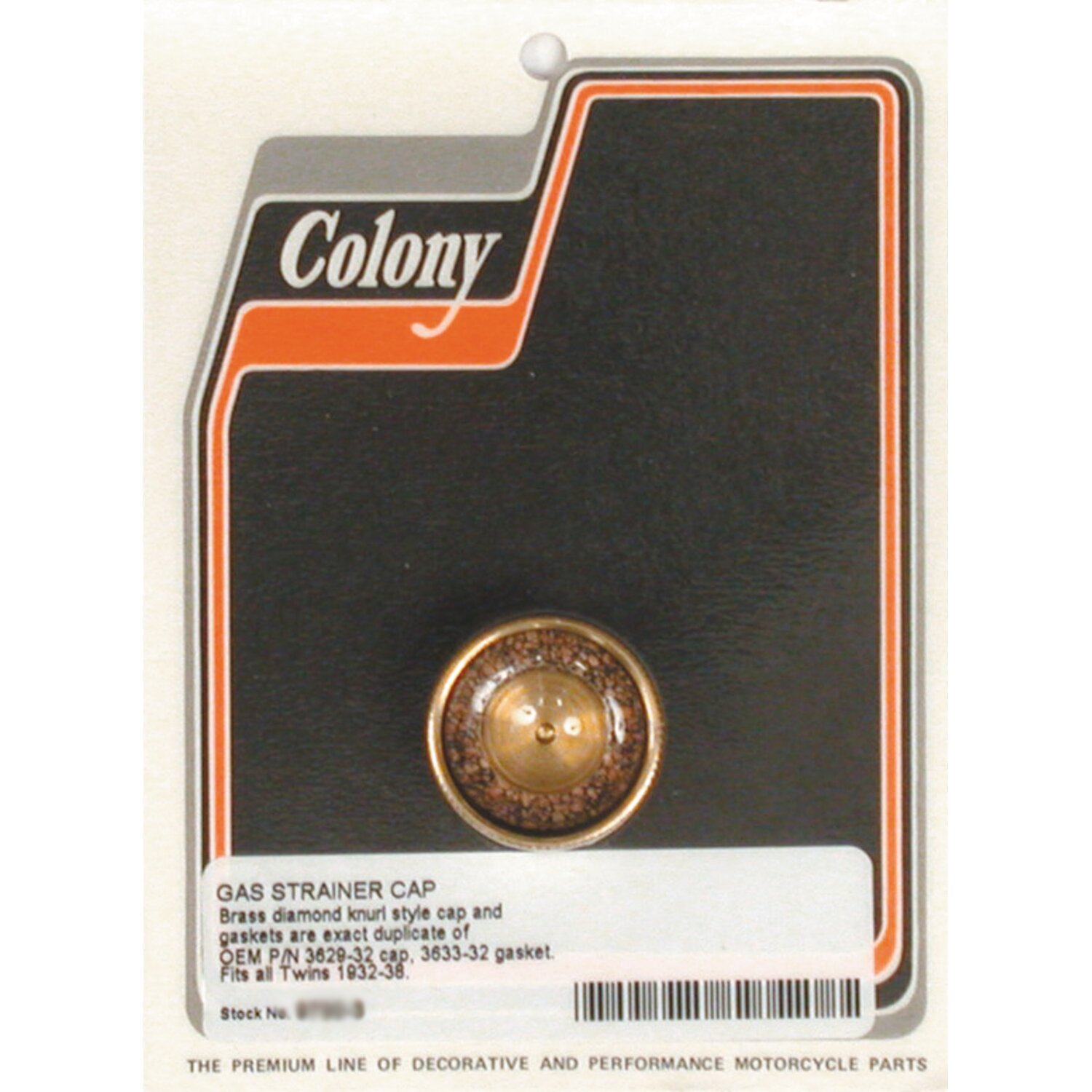 Colony, gas strainer cap. 32-38 style. Brass