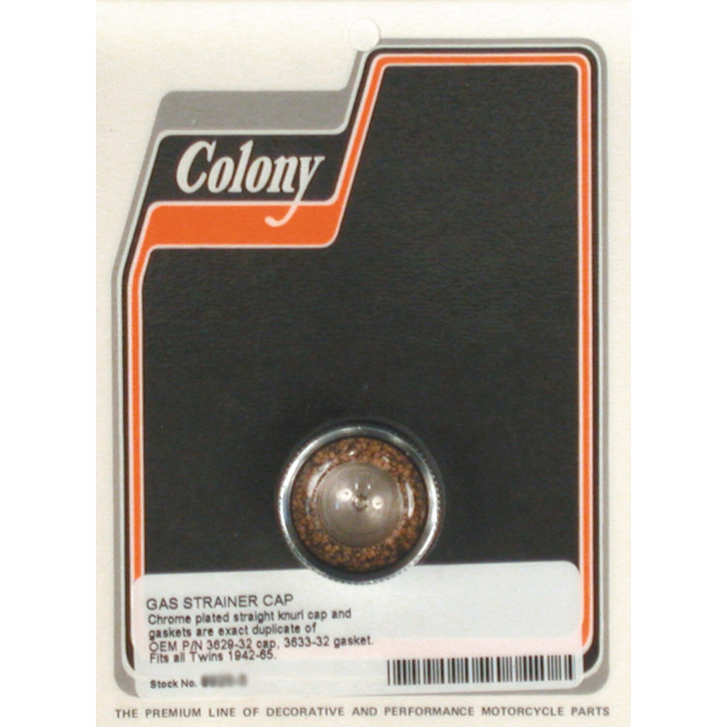 Colony, gas strainer cap. 42-65 style, Chrome