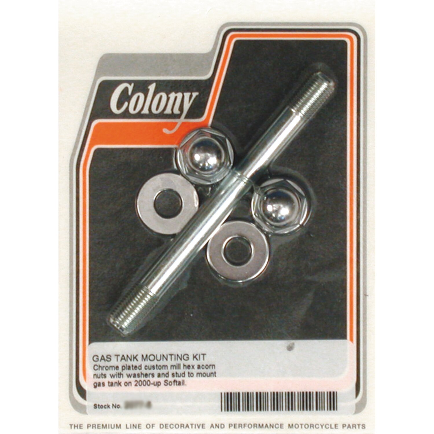 Colony, gas tank mount kit. Chrome Acorn