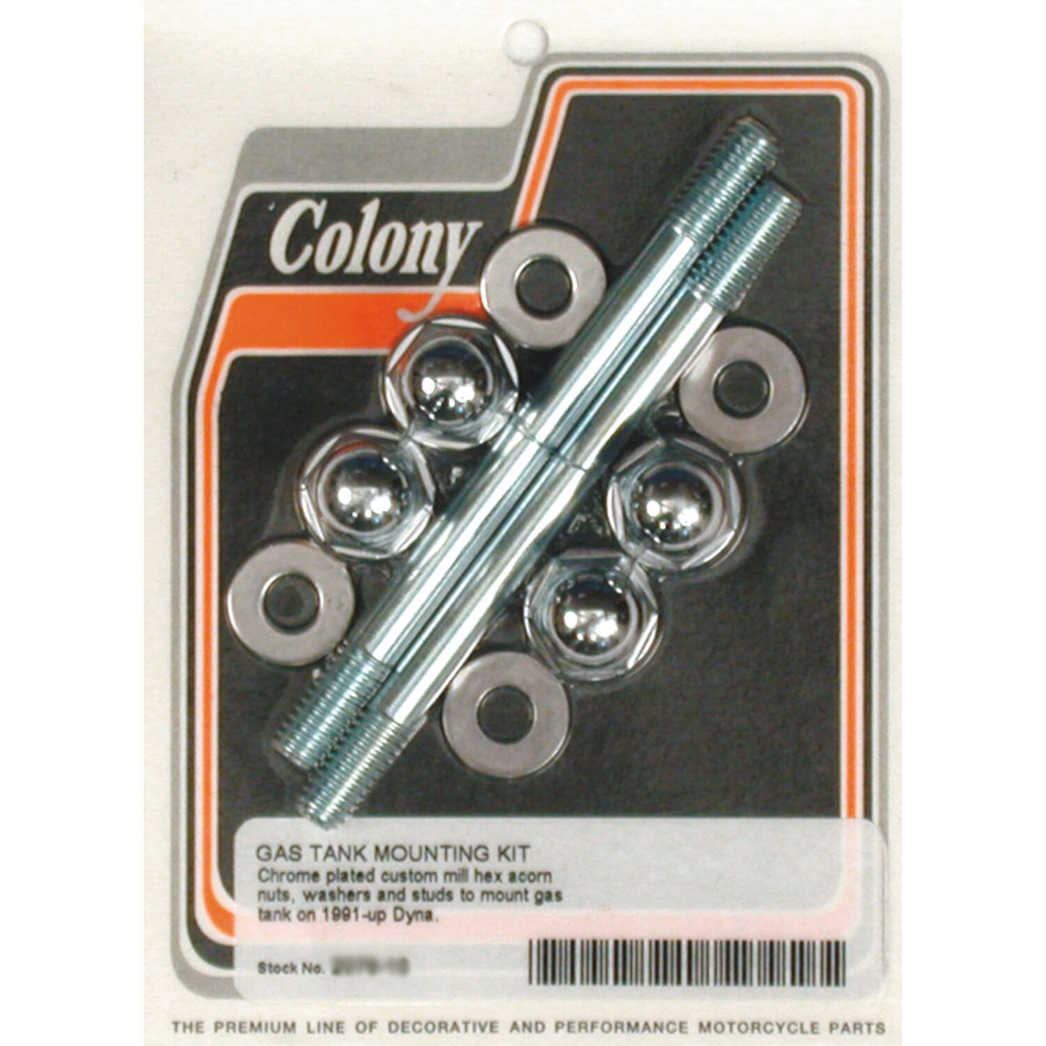 Colony, Dyna gas tank mount kit. Chrome Acorn