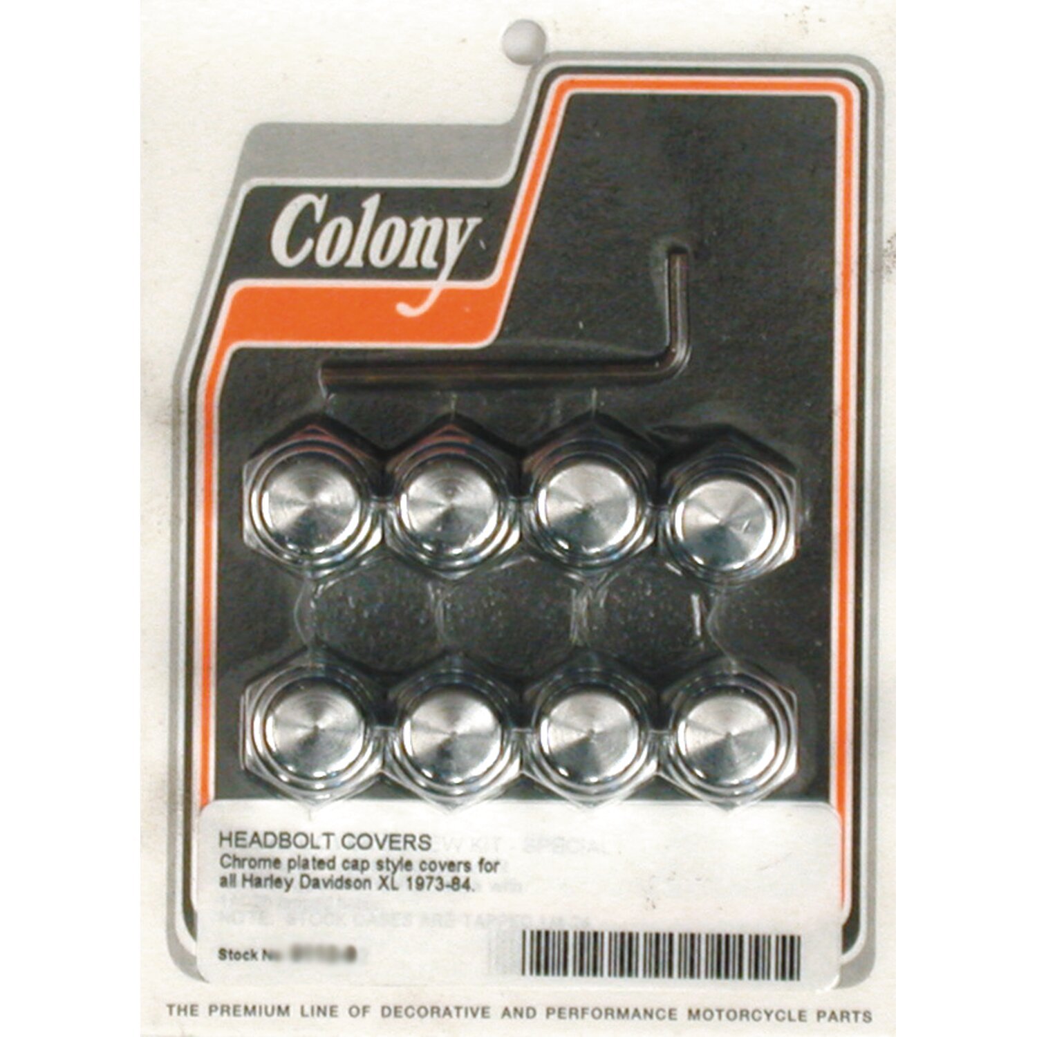 Colony, head bolt cover kit. Cap style, Chrome