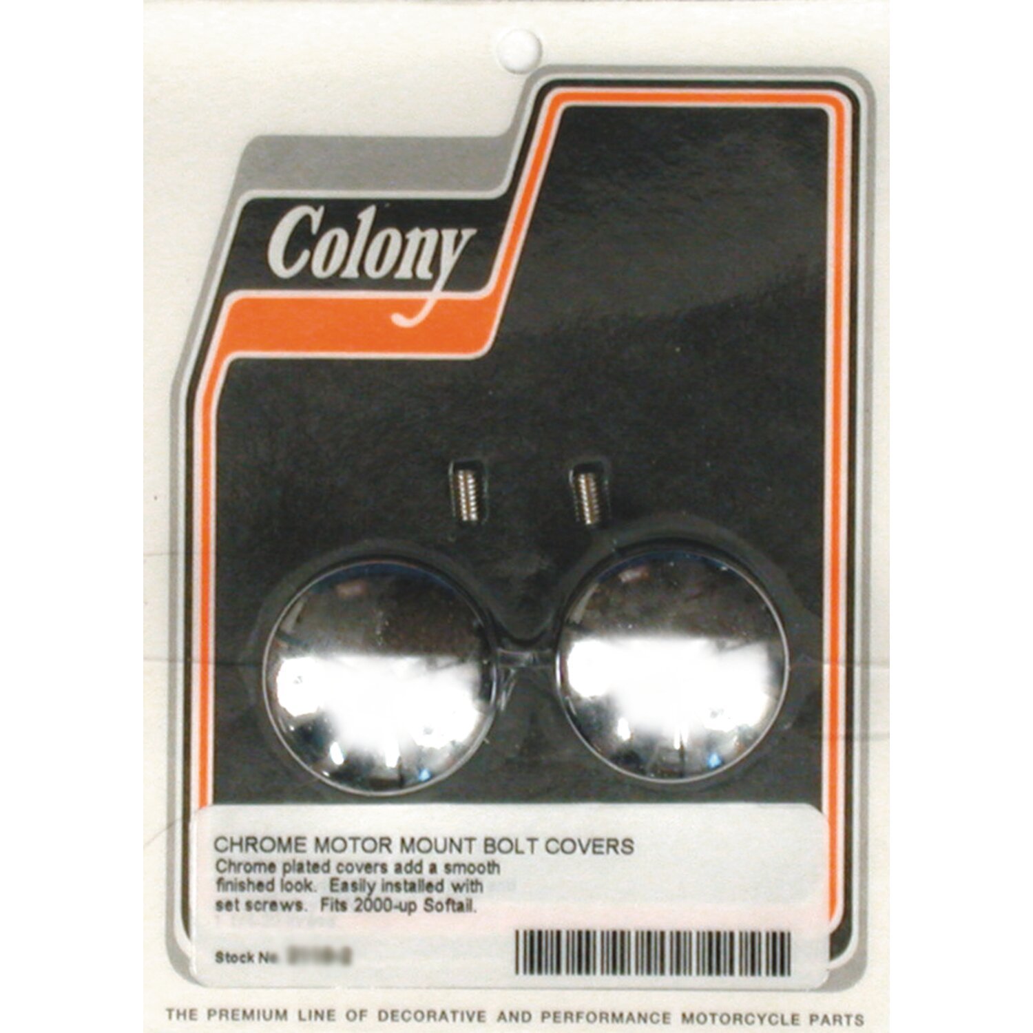 Colony, motor mount bolt covers, Silver, Chrome