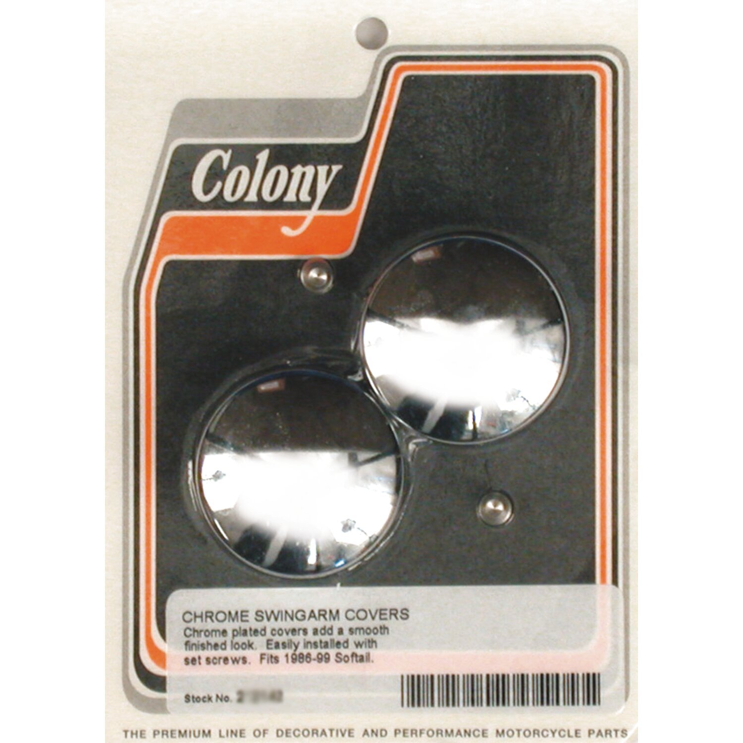 Colony, swingarm pivot bolt cover set. Chrome, domed