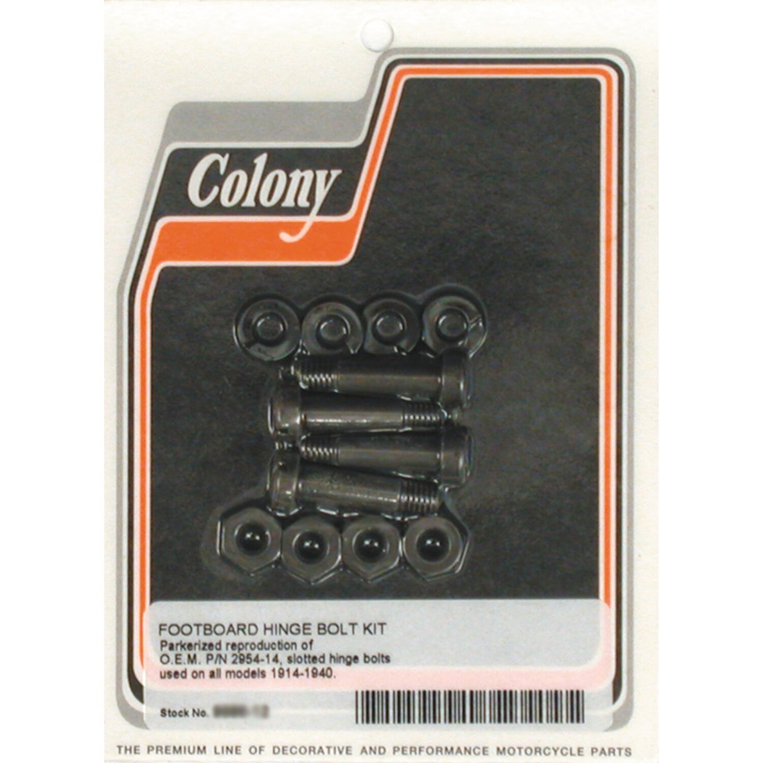 Colony, rider floorboard hinge bolt mount kit. Slotted, Black, Matte