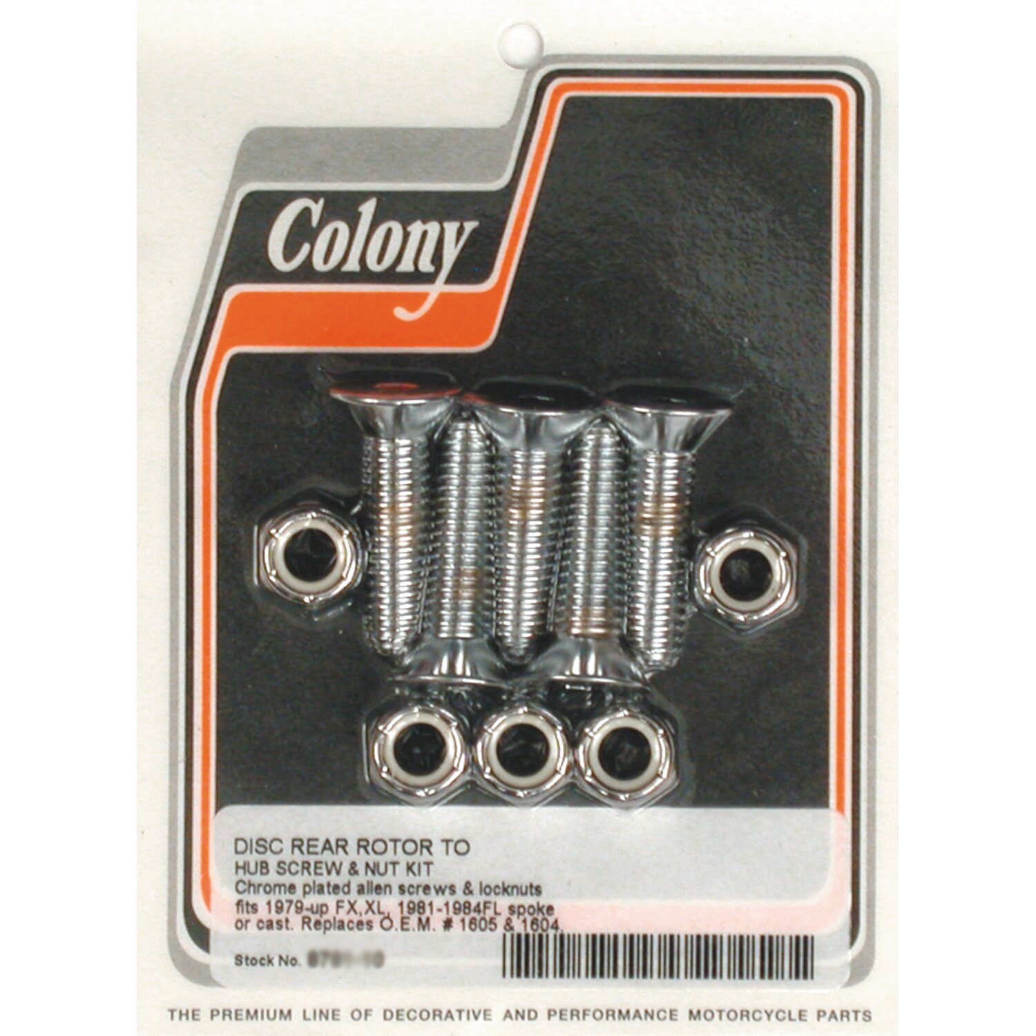 Colony, disc brake rotor to hub screw kit. Rear, Silver, Chrome