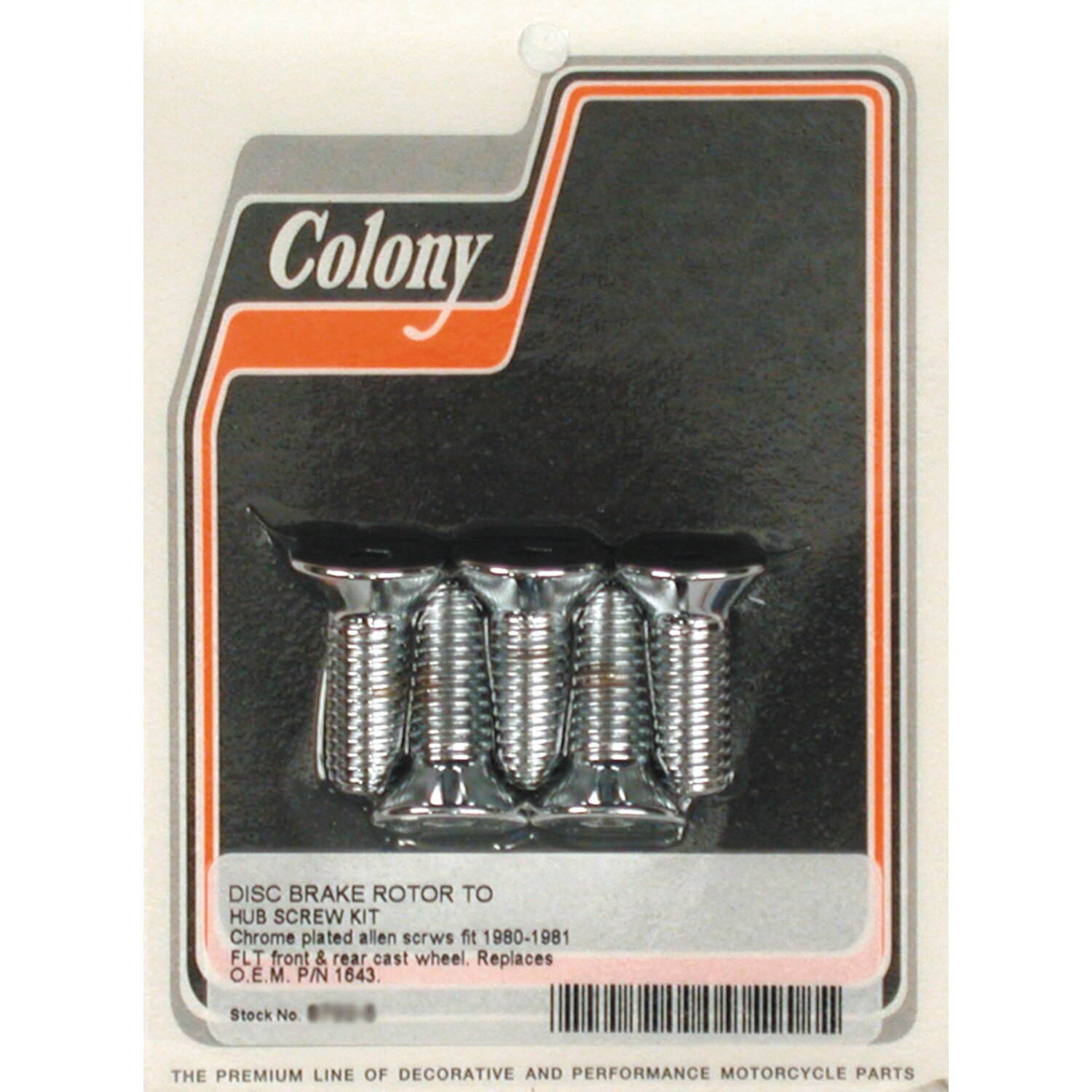 Colony, front/rear brake rotor bolt kit, Chrome