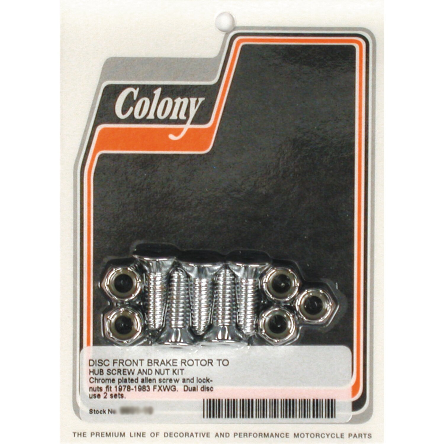 Colony, front brake rotor bolt & nut kit, Chrome