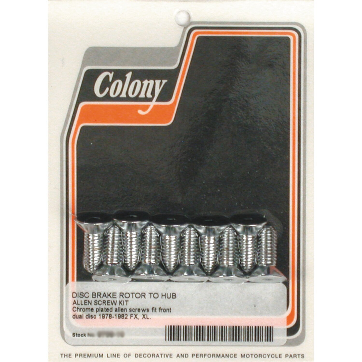 Colony, front brake rotor bolt kit, Chrome