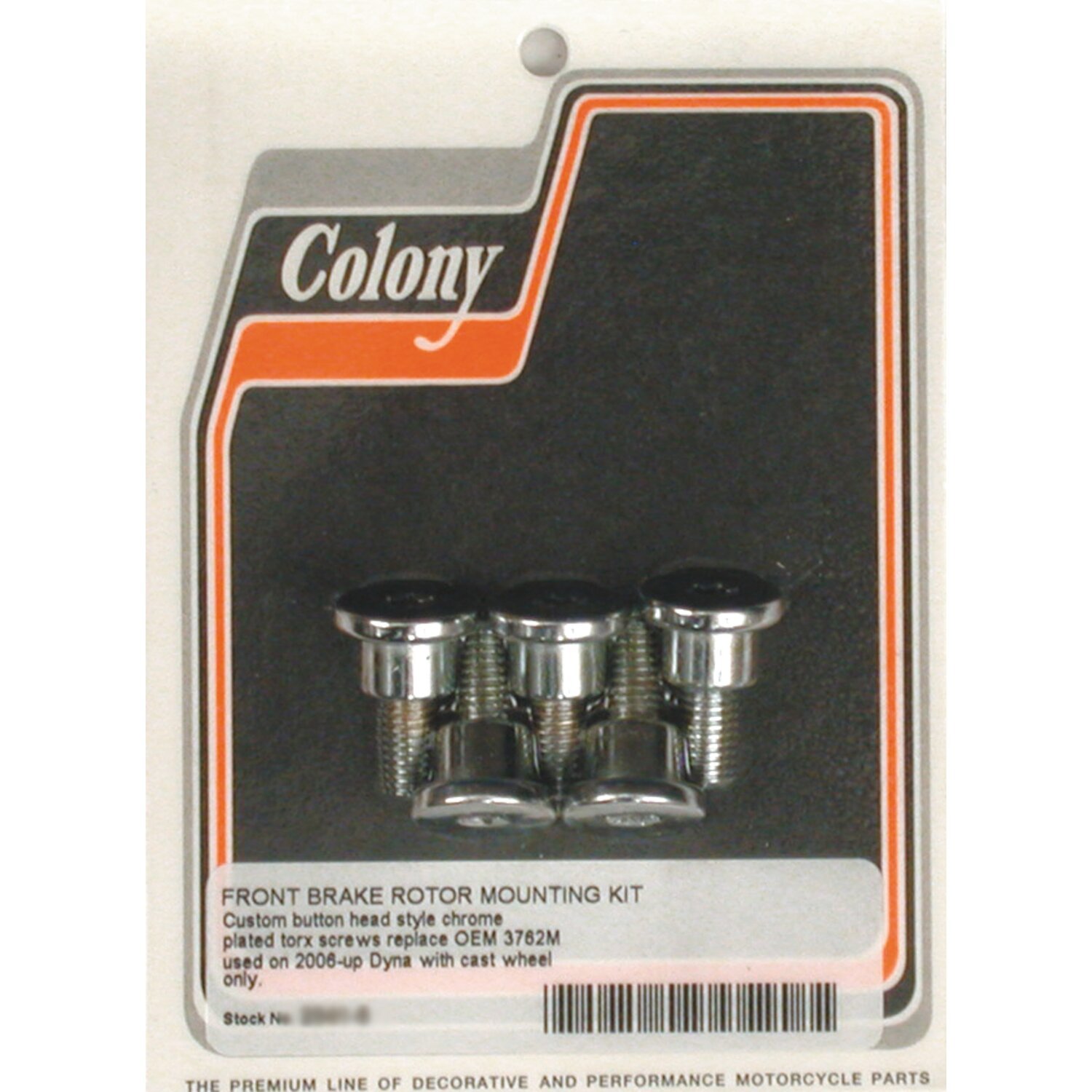 Colony, front brake rotor bolt kit, White, Chrome