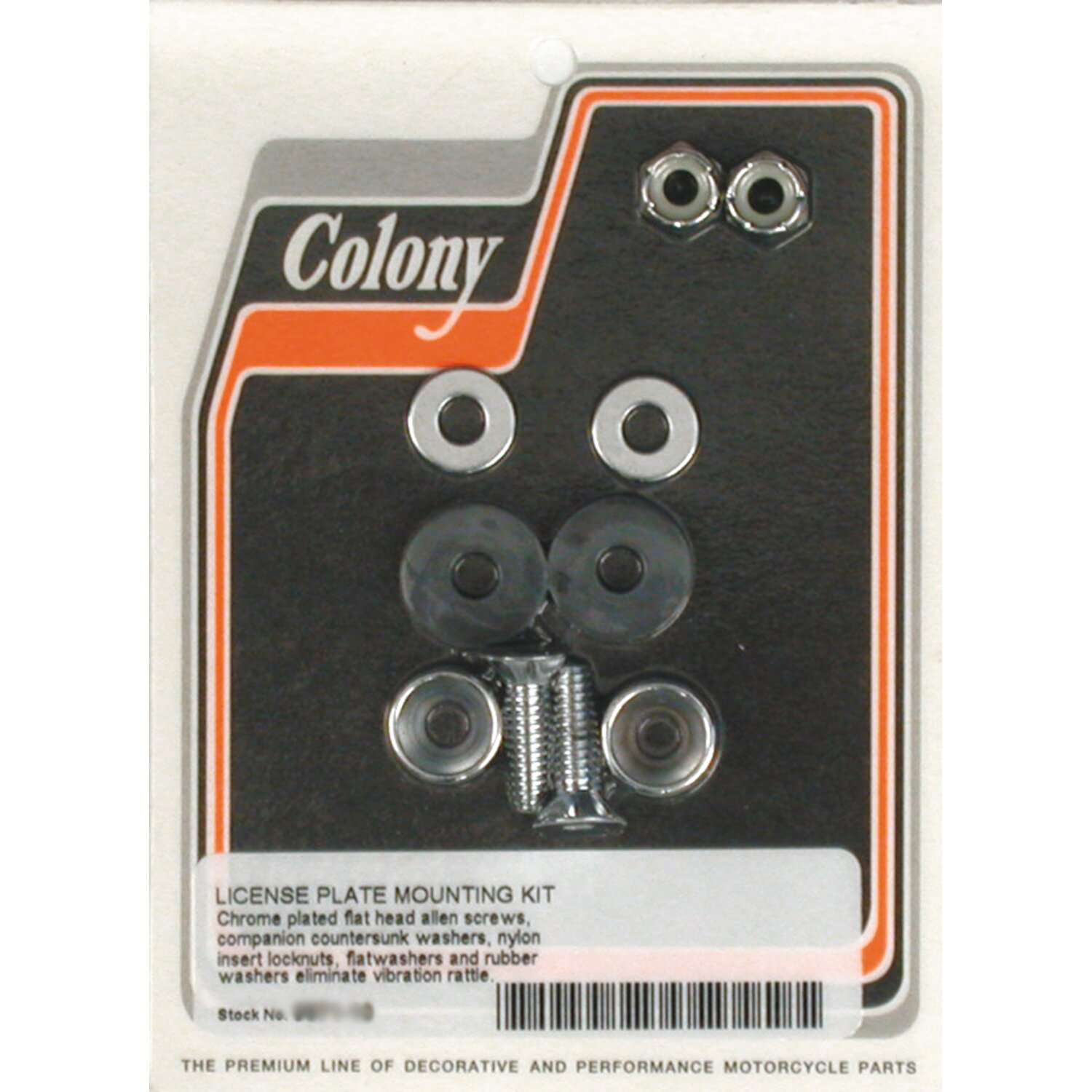 Colony license plate mount kit. Flathead Allen, Unpainted, Chrome