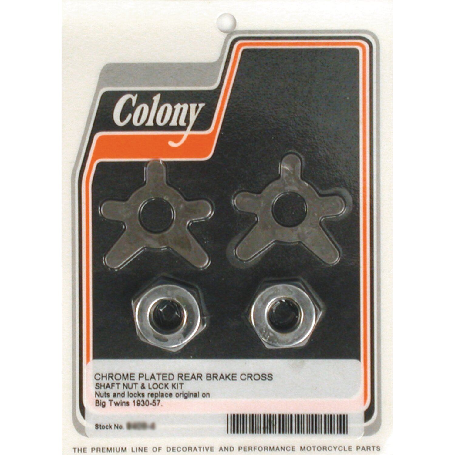 Colony brake shaft lock & nut kit, Chrome