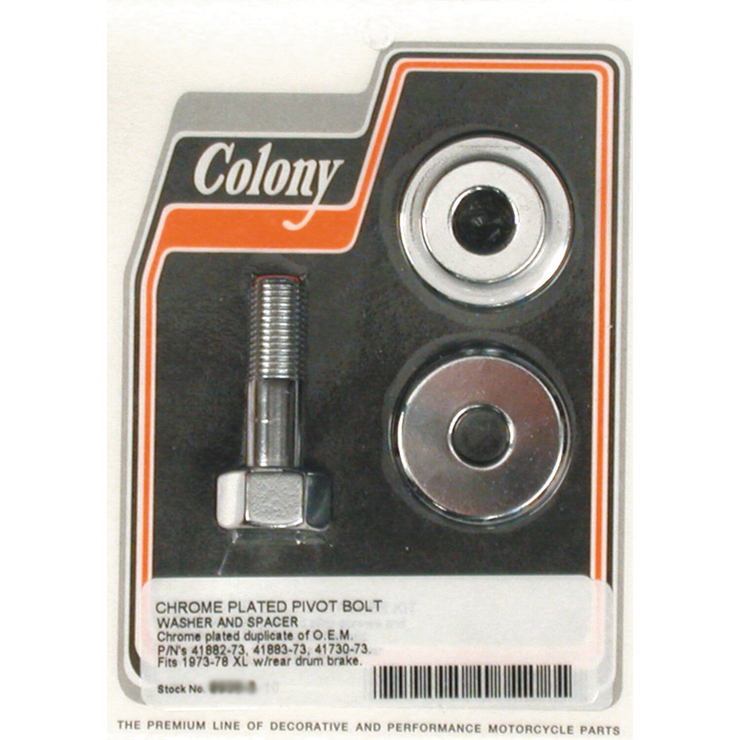 Colony brake anchor pivot bolt kit, Chrome