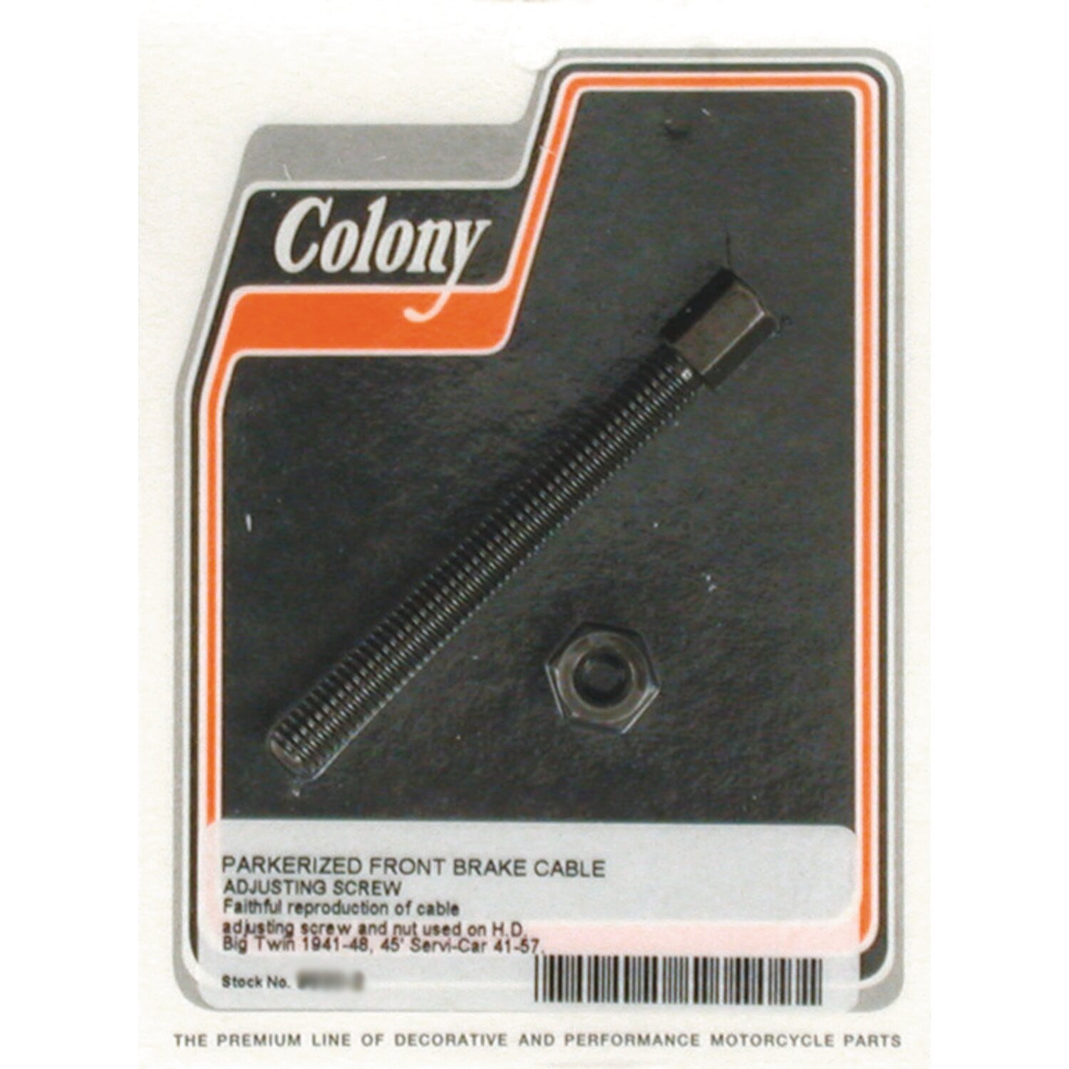 Colony, front brake cable adjuster. Black parkerized, Matte