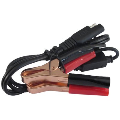 Quick Disconnect charge cable.  Alligator clips on one & SAE connector on other side. Lets you connect any Battery Tender or other charger with SAE connector. 66cm long.