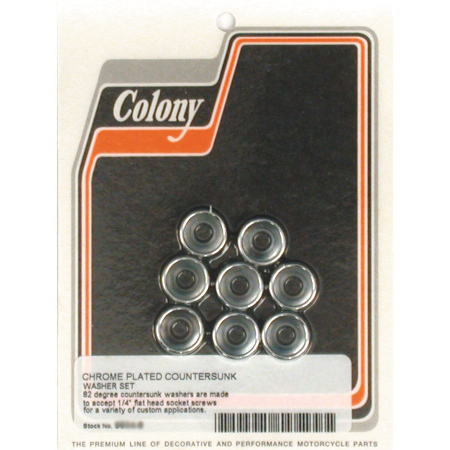 Colony countersunk flatwashers 1/4", Silver, Chrome