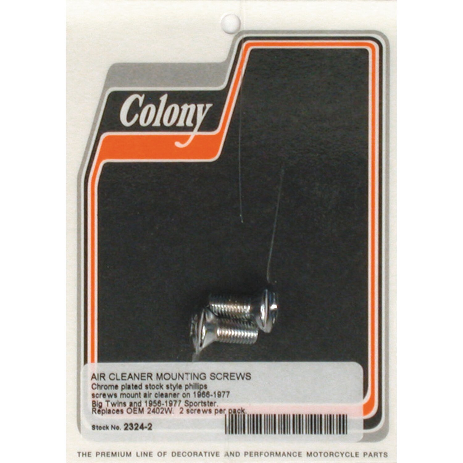 Colony, air cleaner cover mount screw kit, Chrome