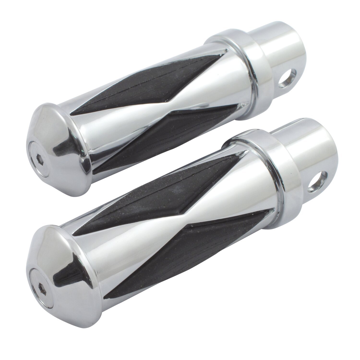 Diamond footpegs, large diameter. female mount, Chrome