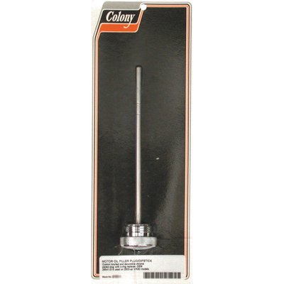 Chrome plated custom screw-in oil fill plug with dipstick. With knurled sides for better grip. Includes o-ring.