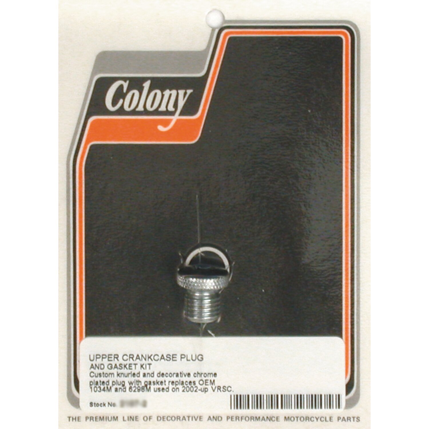 Colony upper crankcase plug & gasket kt, Chrome