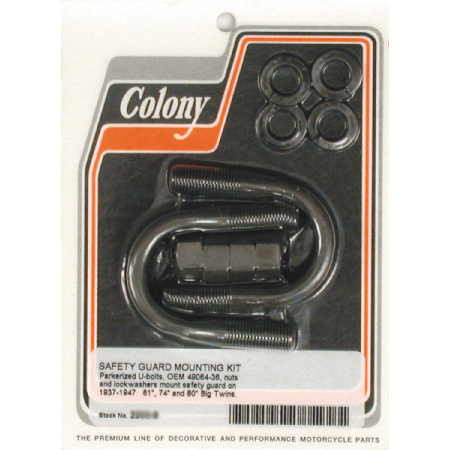 Colony, engine guard U-bolt mount kit. Parkerized, Matte