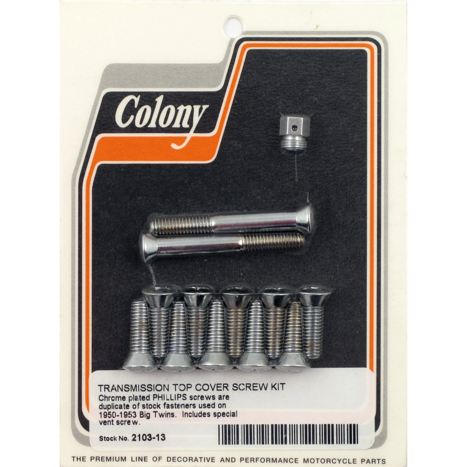 Colony transm top cover screw kit, Silver, Chrome