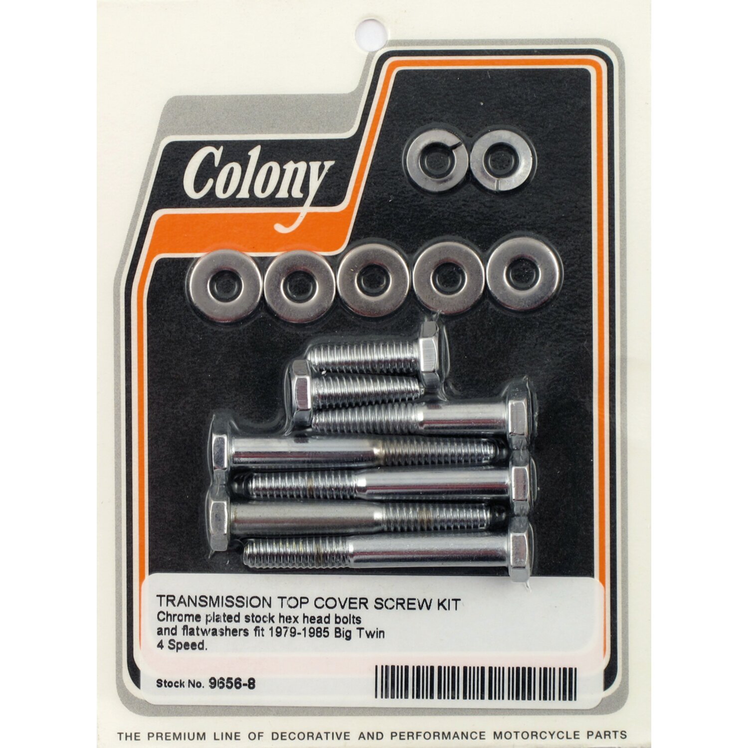 Colony transm top cover screw kit, Chrome