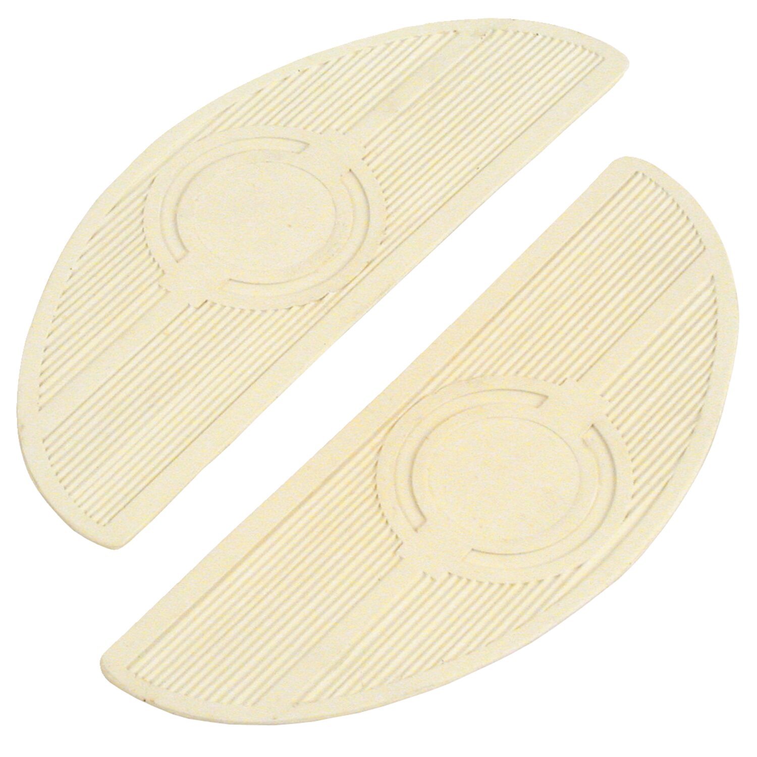 Oval shaped floorboard pads. rider, White