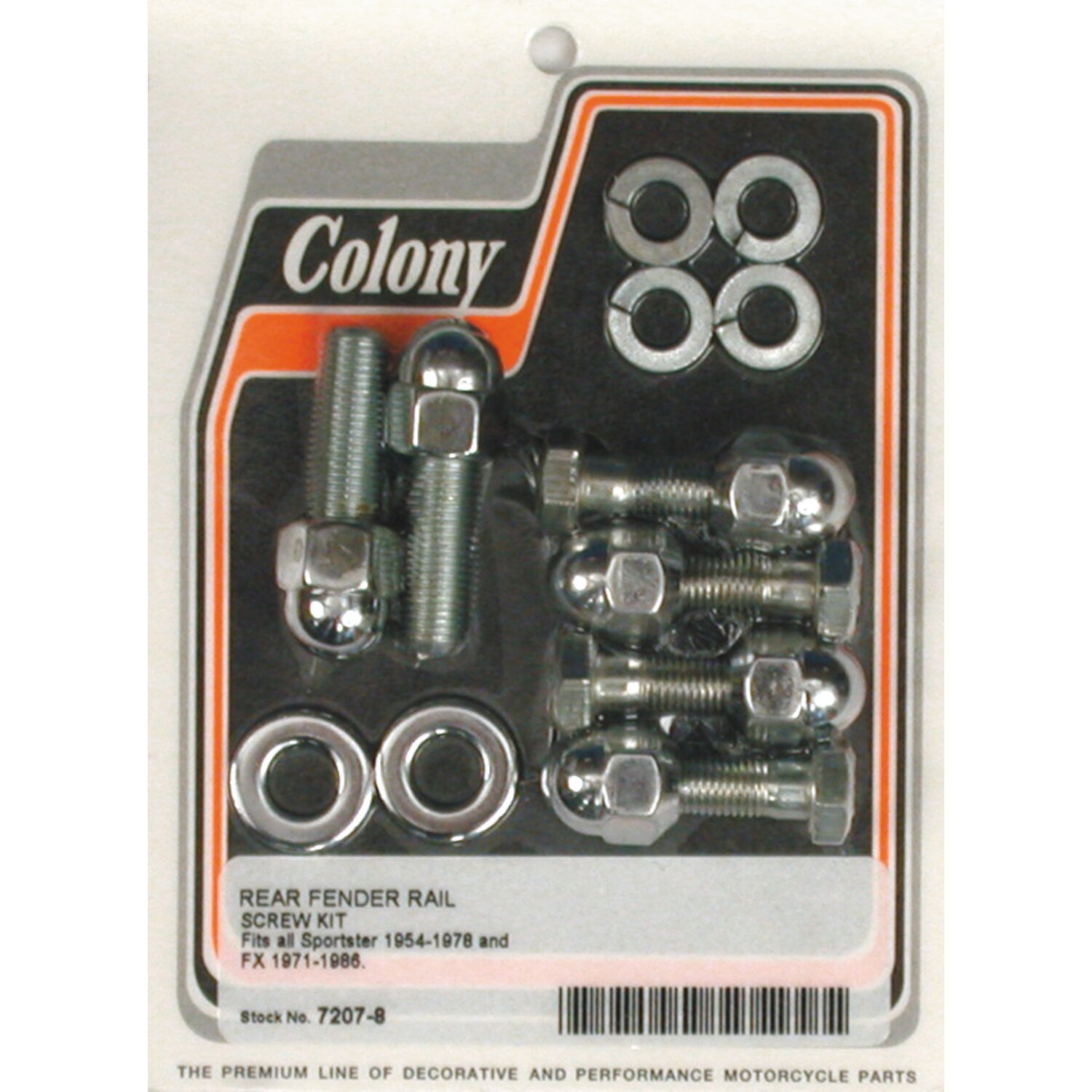 Colony, rear fender mount kit. Chrome Acorn