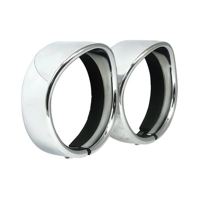 Visor style. 
Optically elongates the passing lamp shell to give the recessed (frenched) spotlamp look. 
Much quicker and more economical than replacing the complete spotlight. 
Replaces the original trim ring. 
OEM replacement reference 69732-05.