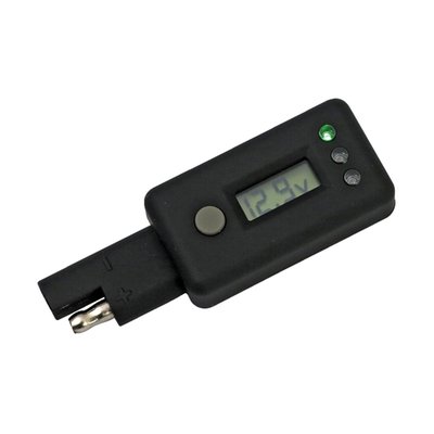 This QDC (Quick Disconnect Charger) plugs directly into the standard Battery Tender quick disconnect charge cable that is already installed on your bike. With LCD display that shows actual voltage. The three LEDs show  'Green' greater than 12.0V, 'Yellow' 12.0V to 11.6V (low)and 'Red' Less than 11.6V (discharged). Dimensions 13cm long x 3cm thick.
