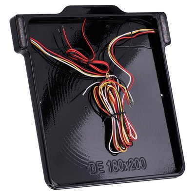 With built-in 3-1 taillight, brake light & turn signal function installed on left and right side of the frame & a top side mounted E approved LED license plate light.
Tidy tail made simple! – The license plate frame is mounted to your existing bracket, or one of the DMP license plate brackets/holders for the cleanest look. Then you slide your license plate in from the bottom. The plate locks with the small screws from the back (included). Danish Motorcycle Parts (DMP) milled this frame from a single piece of billet aluminum for strength and lightweight, it's powder coated for durable and lasting beauty. Universal fit and will install to most motorcycles.
- With E marked LED license plate light
- With 3-1 turn signal, taillight & brake light combo