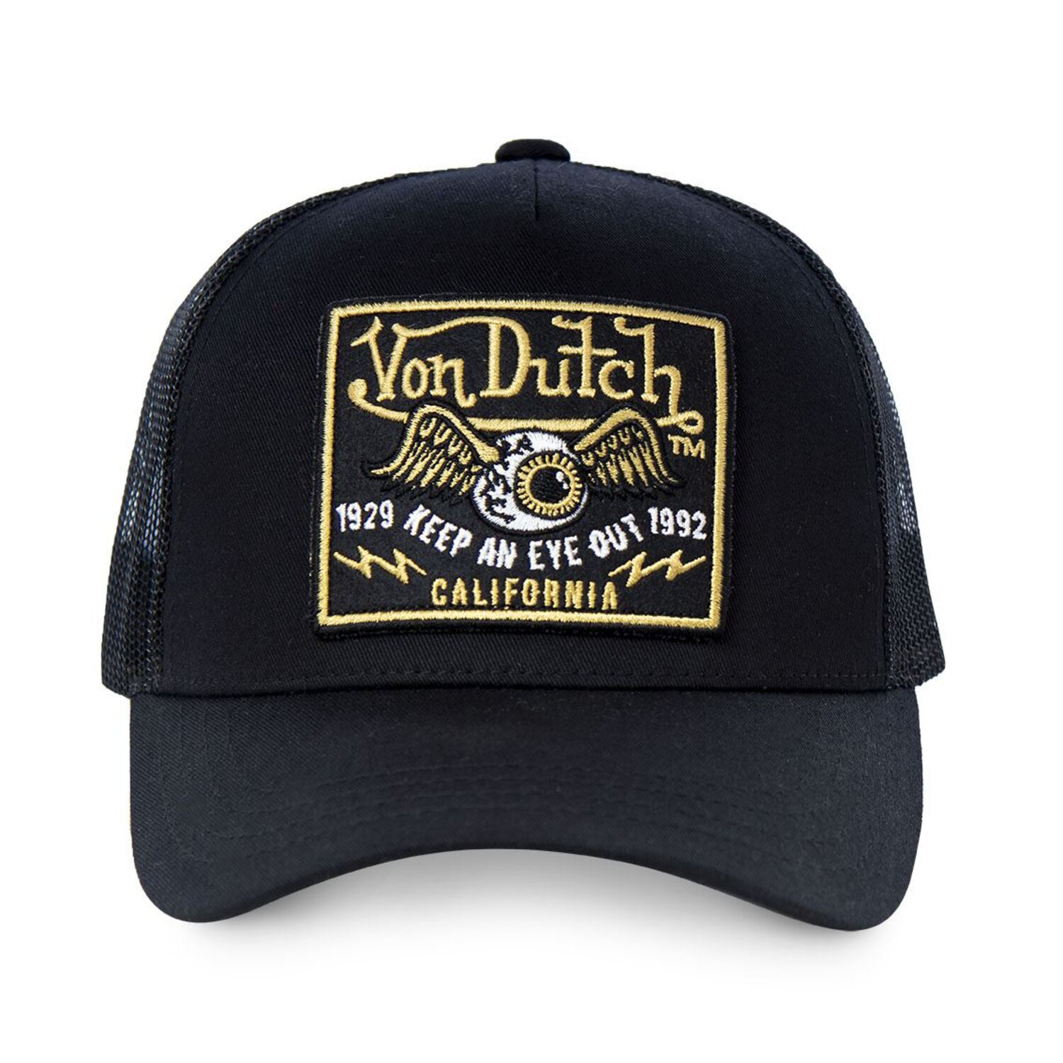 Von Dutch Heritage cap square patch eyes, gold, Black