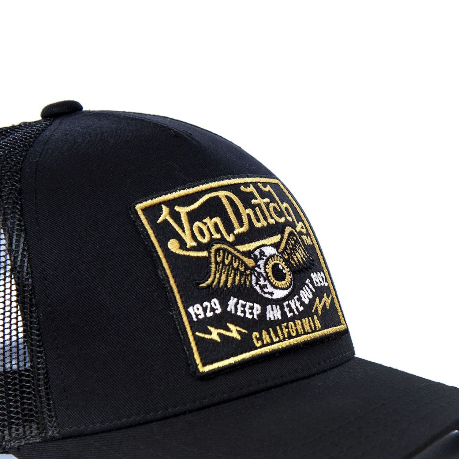 Von Dutch Heritage cap square patch eyes, gold, Black