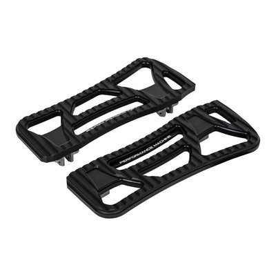 In black Ops, a subtle gloss black and wrinkle black combination finish. 
Take greater control over your Harley Touring model with floorboards that will put you in a position for ergonomic efficiency. Performance Machine’s Drifter floorboards give that distinct performance bagger look without sacrificing the comfort. The overall profile is short and slim while still bolting up to the factory locations to enhance ground clearance yet retain the convenience of using OEM brackets. Take command of your cockpit with this fine PM accessory that is machined from billet aluminum and coated with a custom Black Ops finish. 
Note: See 993409 for matching Drifter passenger floorboards. 
Note: For matching Touring style Drifter shift/brake levers see 996461 (shift) and 996462 (brake). 