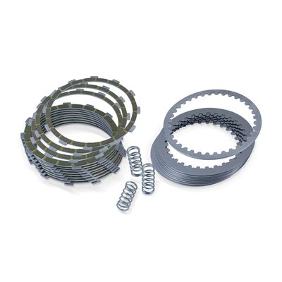 Includes 11 Aramid friction plates, 10 steel plates and a set of heavy duty springs. 
The 'extra plate design' in this kit provides you with more friction disc surface area, to help prevent slippage. 
OEM replacement reference 37000258