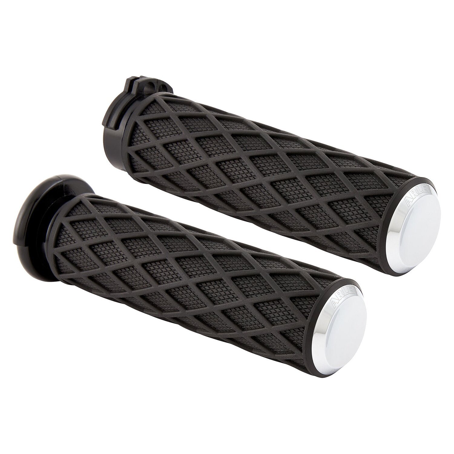 Arlen Ness, Diamond handlebar grip set, Black, Chrome