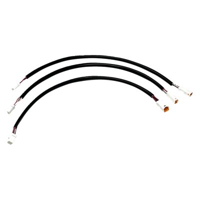 Extended wiring harness kit for bikes where wider or higher handlebars are installed. 
Incl. handlebar switch and throttle by wire (TBW / e-throttle) wiring extensions. 
OEM color coded and pre-attached connectors for stock motorcycles.