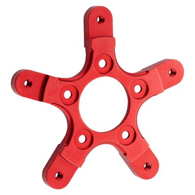 Red anodized. For the Arlen Ness cartridge style wheel hubs. This adapter allows installation of 'open center' spoke mount style brake rotors, like used on 14-up Touring, on to Arlen Ness wheels with cartridge style hub. Manufactured from forged aluminum and CNC precision machined. Complete with hub mounting hardware. 

Note: Will not fit Ness Drift or Flare 5 wheels.