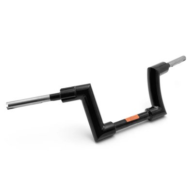 With a massive 2" outside diameter. For models with 1-1/4" handlebar clamp diameter and 1" handlebar grip diameter.
Gives the bike an aggressive, functional and modern look. With five laser-cut holes for internal wiring to offer a clean installation. Integrates seamlessly with 1-1/4" risers and both throttle cables and e-throttle (throttle by wire) setups. With a gloss black powder-coated finish for lasting good looks.
- 2" (50mm) outside diameter
- Stock 1-1/4" (32mm) handlebar clamp diameter
- Stock 1" (25.4mm) mm grip diameter
- Throttle cable and e-throttle compatible
- 5 laser cut wiring holes
- Gloss black powder coated steel / stainless steel
Note: Not compatible with hydraulic clutch master cylinders.
Note: Not compatible with 23-up Gen2 models with throttle sensor in switch housing.
Note: With approval. Check your local MCS dealer or the MCS sales department for exact type of approval and validity on bike model and years on the test report.