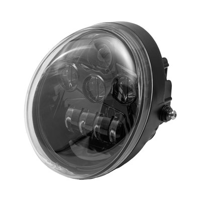 ECE approved lens. Black reflector with 60W LED power in total. Offers 300% more light than the standard headlamp with 3450 lumens on high beam and 2800 lumens on low beam. Designed to challenge the dark with confidence. Light beams are focused in front of the bike. Comes with a die-cast aluminum case and a polycarbonate lens. 
Note: Comes with ECE approval. Includes comprehensive legal documentation, affirming its suitability for road use, assuring safety, and compliance with regulatory standards. 
