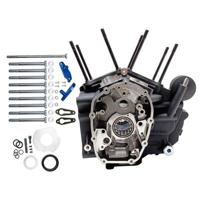 The demand for performance-based M8 bagger parts is growing, and M8 engines are creating more power daily. All that power requires a quality and strength that stock cases can't provide. That's where the new S&S M8 Crankcases come in. Designed to allow for larger bores, with a machined oil scraper for less oil on the flywheels. Offered is better reliability, all while fitting in a stock Touring frame. 
- Stock deck height 
- Fits stock frame 
- Stronger than stock 
- Machined, close-fitting oil scraper (stock is as cast) 
- Large volume sump 
- Redesigned to accept larger bores 
- Upgrade replacement reference for OEM 24400120 
- Fitment includes 23-up VVT models. 
Note: See 708927 for up to 4-1/2" cylinder bore (4.695" spigot bore)