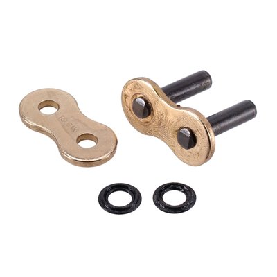 Pin link (PL sp) with straight pin and soft pinhead.
- Gold colored link plates
- Hollow rivet link for easy installation with industry standard tools
- Standard replacement rivet style master link for RQ2 530 chains