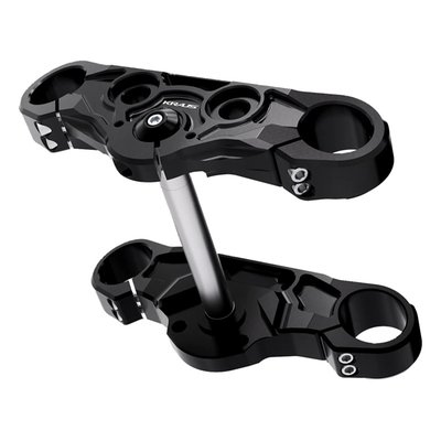 Made from solid billet 6061 aluminum, these triple trees are machined with a proprietary geometry to improve the performance and handling of your bike. Used to upgrade your Softail's front end. Engineered and designed with a broader cross section, offering increased axial strength compared to stock. The wide body fork clamps provide an excellent hold on the stock forks. This kit is an essential part of a performance front end setup and are the strongest available for this application. Complete with a 1" stem. 