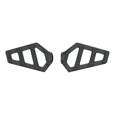 Black anodized finish. CNC machined billet aluminum mini rider/passenger floorboards. Lightweight open design. Perfect to replace standard foot pegs, floorboards or passenger pegs for a more performance orientated look & ride. Dimensions: 4" (102mm) long, 6.5" (165mm) wide, 0.75" (19mm) thick. 
Note: Requires the additional purchase of application-specific mount adapters 993868 (traditional H-D male mount), 993866 (splined rider peg) or 993867 (splined passenger peg) for the application it will be used in. 