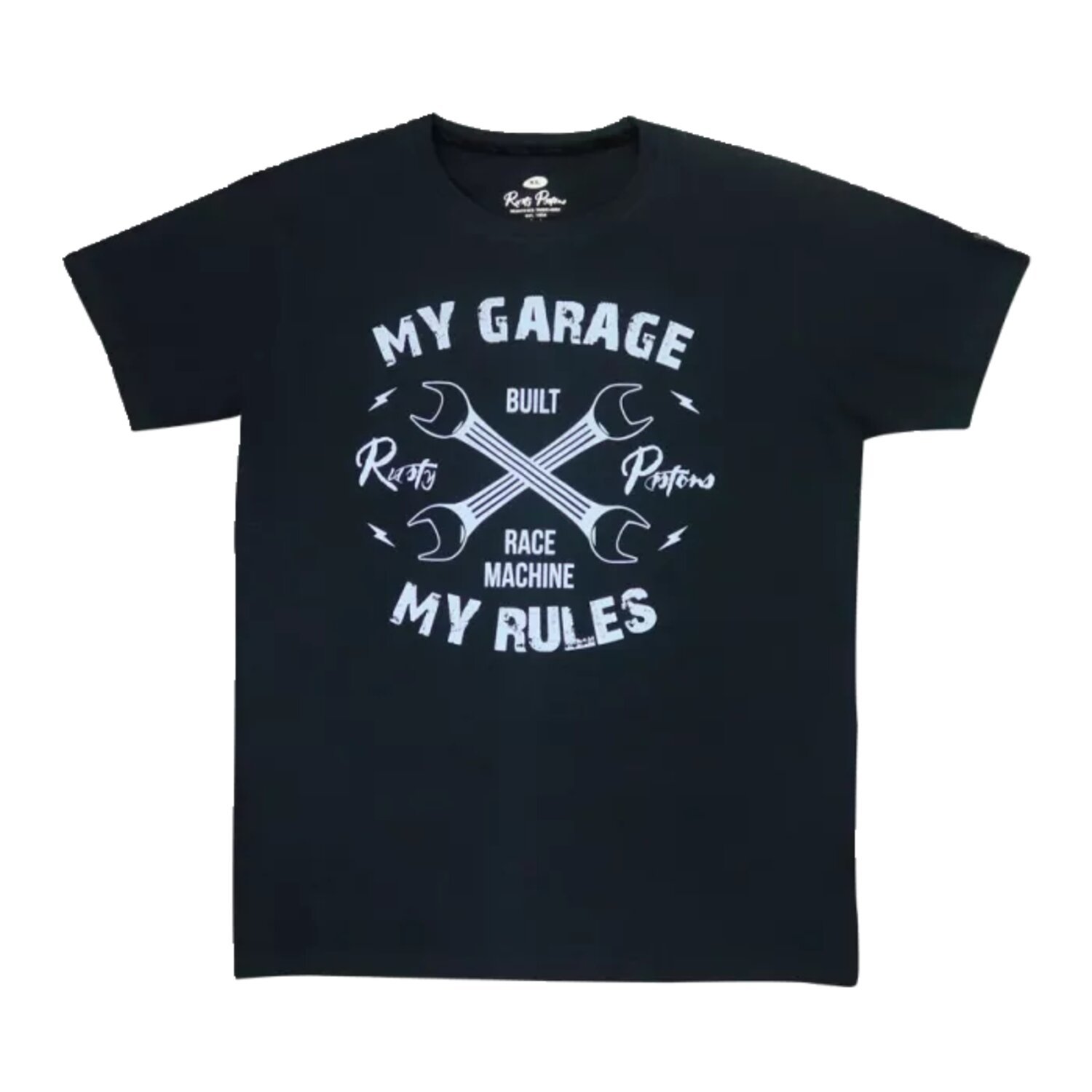 2XL — Rusty Pistons Garage t-shirt black, 2XL