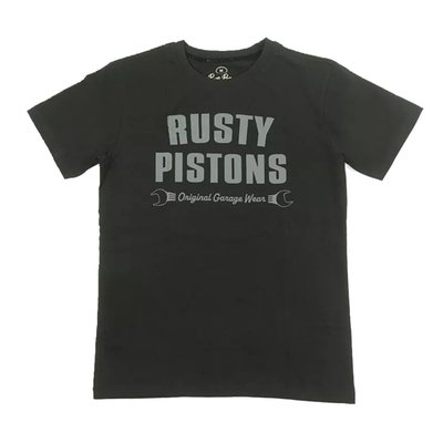 Do you love the smell of gasoline? Do you like old good carburetors? Listen to the old times music, live in the style of the culture of the first half of the 20th century and want to wear just like these crazy goodfellas and gals want to vary and wear "different" clothing. Welcome to Rusty Pistons! This t-shirt is made of 100% selected cotton and has a fashionable tapered cut that flatters your figure and a round ribbed neckline that feels smooth on your skin. The t-shirt features a print on the chest of a cool design and a 3D round Rusty Pistons logo on the back that shows off your brand loyalty. The sleeve ends and bottom hem have double seams for extra strength and the neck tape is reinforced with suede soft material and Rusty Pistons logo. The Rusty Pistons t-shirt is the perfect choice for any occasion, whether you are hitting the road, hanging out with friends or relaxing at home.