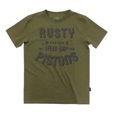 Do you love the smell of gasoline? Do you like old good carburetors? Listen to the old times music, live in the style of the culture of the first half of the 20th century and want to wear just like these crazy goodfellas and gals want to vary and wear "different" clothing. Welcome to Rusty Pistons! This t-shirt is made of 100% selected cotton and has a fashionable tapered cut that flatters your figure and a round ribbed neckline that feels smooth on your skin. The t-shirt features a print on the chest of a cool design and a 3D round Rusty Pistons logo on the back that shows off your brand loyalty. The sleeve ends and bottom hem have double seams for extra strength and the neck tape is reinforced with suede soft material and Rusty Pistons logo. The Rusty Pistons t-shirt is the perfect choice for any occasion, whether you are hitting the road, hanging out with friends or relaxing at home.