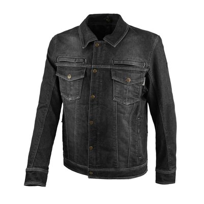 The By City Kansas jacket crafted from durable cotton denim fabric with coated yarn technology for enhanced resilience. This sleek jacket boasts four external pockets, adjustable wrist and waist features, and a padded rear valance for optimal comfort. Stay cool with ventilation openings in the front and back. The garment is lining-ready (lining not included) and equipped with inner pockets for protection (back protection not included). Enjoy the flexibility of removable 'Flexishock' protections on elbows and shoulders, certified to EN1621-1: 2012 CE Level 2 standards. Elevate your riding experience with style, safety, and personalized fit.